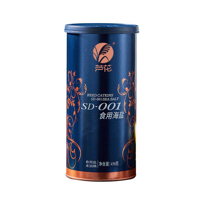 芦花SD-001食用海盐450g*1罐日晒盐一级无碘无抗结剂调味品礼盒