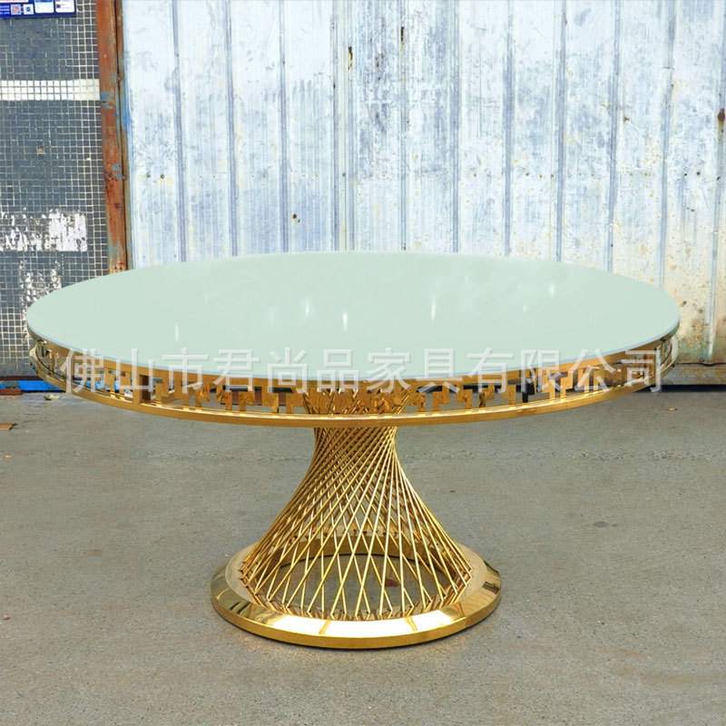 源头工厂外贸出口不锈钢婚庆餐桌 欧式酒店宴会圆桌 户外婚礼桌