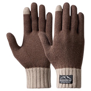 MISSION UV羊毛手套男秋冬季保暖户外防寒可触屏加厚针织毛线手套