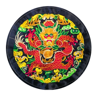 圆形金黄红龙T恤汉清官戏服补丁贴布机刺绣花片云南手工艺品辅料