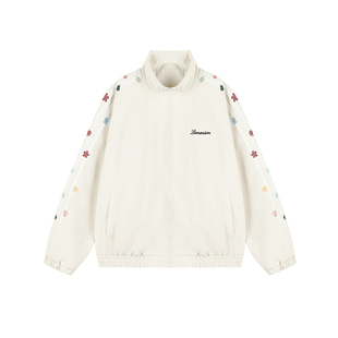 lemanism美式潮牌两条杠花朵立领夹克外套男2025新款春秋情侣上衣