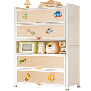 厨房置物架落地多层收纳柜子微波炉家用碗柜多功能一体橱柜储物柜