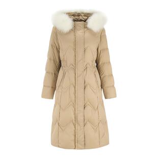 Lucidy鲁思蒂长款羽绒服女冬季2024新款毛领连帽加厚白鸭绒外套