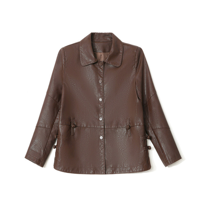 中年妈妈皮衣外套洋气质高贵加绒大码婆婆PU皮夹克上衣加厚皮棉袄