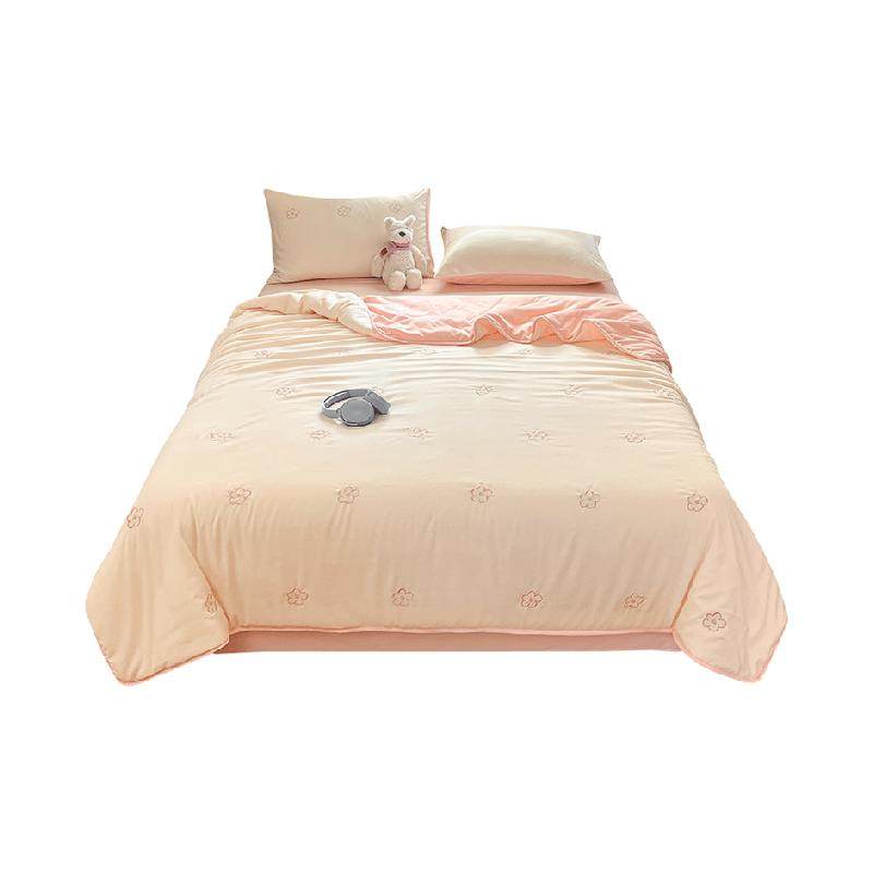 洁丽雅A类刺绣夏凉被四件套单双人空调被可机洗被子被芯夏季薄被