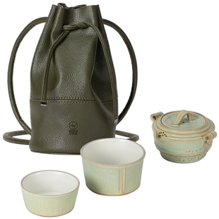 万仟堂女士旅行茶具一人饮高颜值一壶二杯便携式茶具小套装春竹