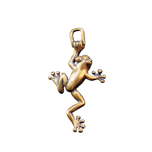 NEBULA顽铜匠人手工黄铜做旧复古攀爬青蛙项坠吊坠钥匙挂件钥匙扣