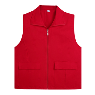 纯棉志愿者红色党员马甲定制印字logo生鲜超市展会团队工作服背心