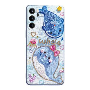 适用油画鲸鱼oppofindx7pro手机壳高级感小米14油画风vivox100明星同款reno11新款iqoo12防摔neo9硅胶k70全包