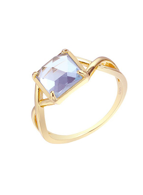 轻奢托帕石方形女戒S925镀金