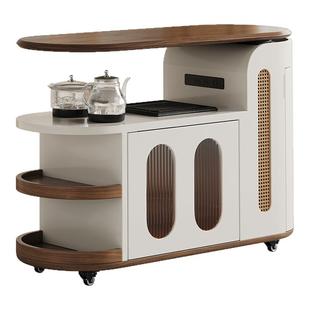 帕沙曼实木可移动茶台旋转家用茶几茶桌子茶水柜置物架边柜小户型