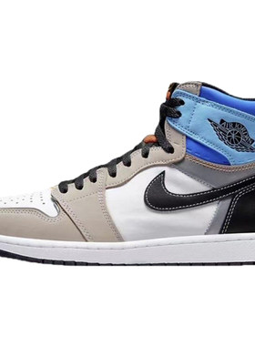 AJ1黑灰蓝彩色拼接可剪裁
