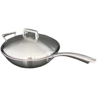 出口304不锈钢炒锅五层夹铜无涂层炒菜锅子不粘锅32cm燃气电磁炉