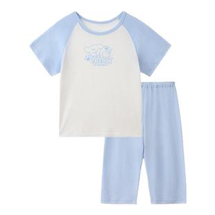 丽婴房儿童全棉短袖七分裤家居服套装2025新品男童女童睡衣套装