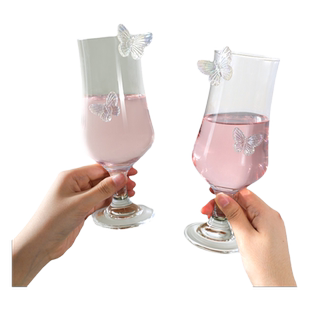 小众ins高脚杯玻璃红酒杯高颜值家用鸡尾酒杯子香槟女生可爱酒杯