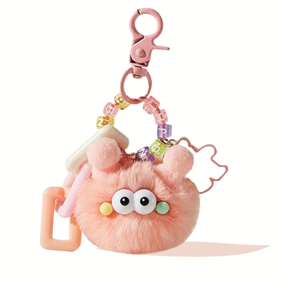 多巴胺腮红煤球毛绒包包挂件