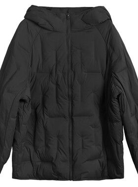 布景羽绒服女冬季新品简约设计感宽松连帽白鸭绒厚款外套0104