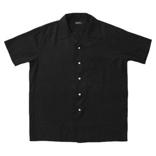 柴米古巴领短袖衬衫男Aloha夏威夷衬衫宽松美式复古阿美咔叽夏季