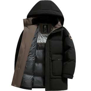 雪中飞羽绒服男中长款极寒加厚冬季外套时尚帅气中青年休闲鸭绒服