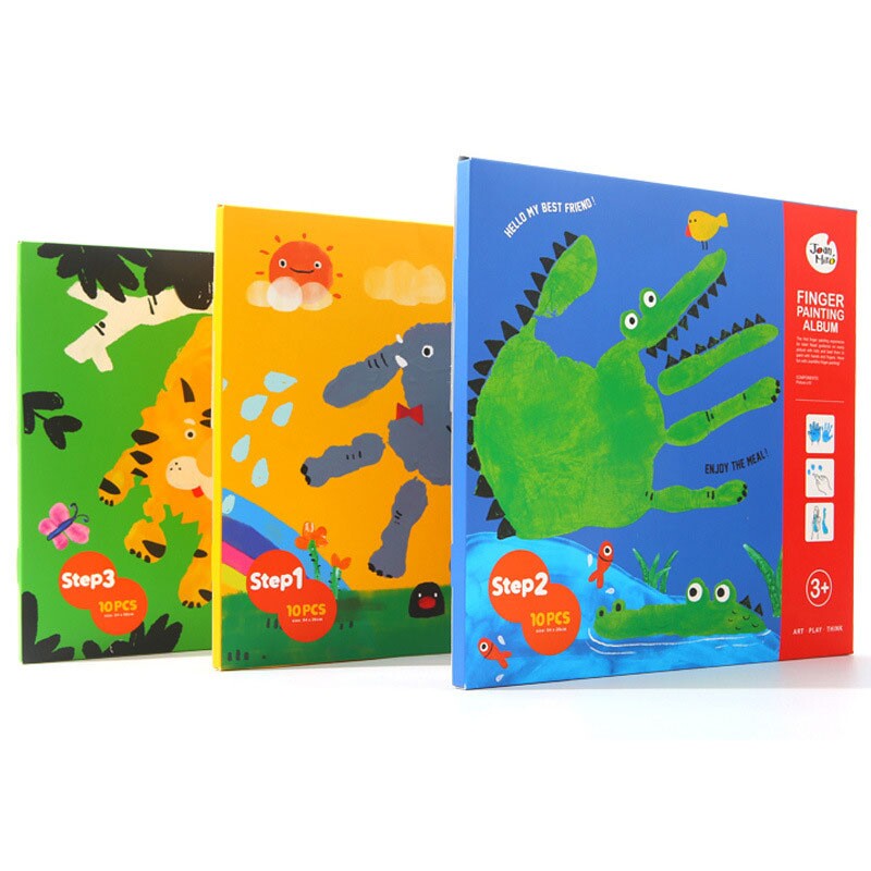 儿童手指画指印画早教涂鸦画册幼儿园宝宝启蒙彩色印泥创意趣味书