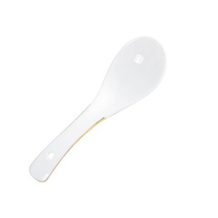 迈卡伦 10个装金边家用陶瓷小汤勺喝汤勺子餐厅勺子韩式调羹汤匙