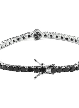 潮流美式银黑色四叶草项链手链