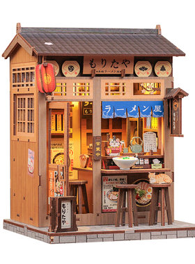 cutebee森田拉面店diy手工拼装积木小屋木质微缩场景模型玩具礼物