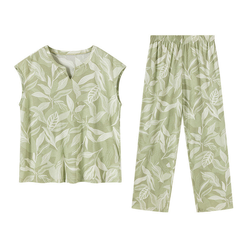 顶瓜瓜夏季新品纯棉印花睡衣套装