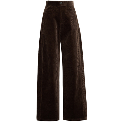 夏莫卡咖色灯芯绒直筒裤