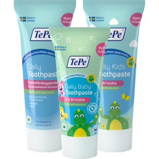 瑞典TePe预防龋齿儿童牙膏75ml牙医推荐低氟0-2岁/3-6岁+