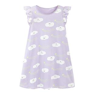 迷你巴拉巴拉女童睡裙2025夏季新儿童亲肤纯棉家居服宝宝透气睡衣