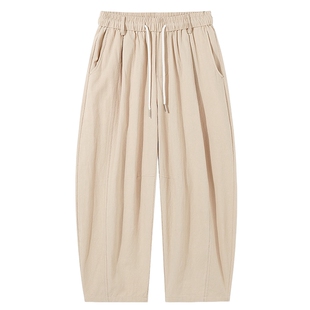 男士纯棉超帅弯刀裤男款宽松休闲裤长裤春季卡其色裤子2026年新款