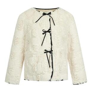 新中式女装EF国风白色短外套皮毛一体冬季新款独特超好看外套