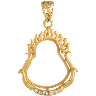 s925纯银佛公吊坠空托站佛观音吊坠银套佛公翡翠玉石包边银套空托