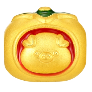 潮宏基好事发生聚财足金转运串珠黄金吊坠发财猪硬金生日礼物