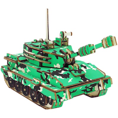 木制仿真坦克拼装模型装甲车 学生军事手工diy火箭材料包创意拼图