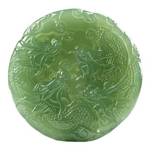 新疆和田玉九龙护主吊坠挂件男圆型龙牌玉佩玉牌女天然玉石项链