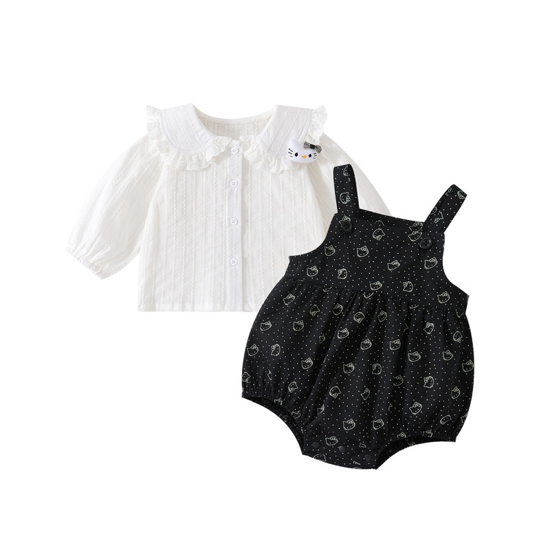 婴儿kitty猫爬服纯棉衬衫两件套