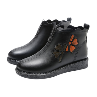 老北京布鞋棉鞋女新款冬季加绒加厚中老年防滑软底不累脚妈妈短靴