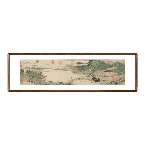 携琴访友图国画山水画中式客厅沙发背景墙装饰画书房酒店仿古壁画