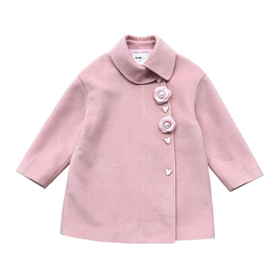 小童木 留洋千金风女童毛呢大衣冬季2025新款夹棉中大童呢子外套