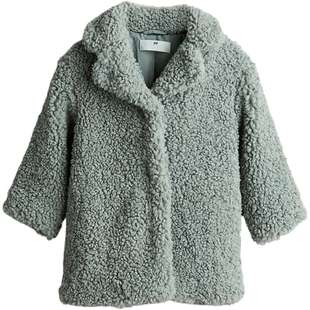 HM童装儿童女童外套冬季时尚舒适柔软泰迪绒大衣1238329