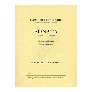 迪特斯多夫 G大调小提琴奏鸣曲 附钢伴 霍夫曼斯特原版乐谱书 Dittersdorf Sonata in G Major for Violin and Piano FH3901