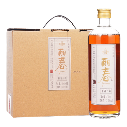 塔牌黄酒八年丽春酒418mL*6瓶装整箱绍兴花雕酒半甜型糯米黄酒