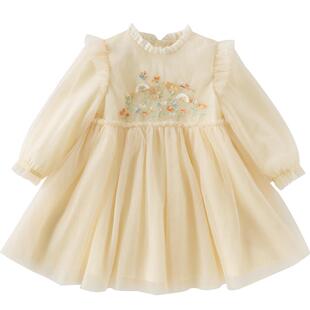 戴维贝拉儿童连衣裙2026春装新款女童网纱公主裙宝宝周岁礼服裙子