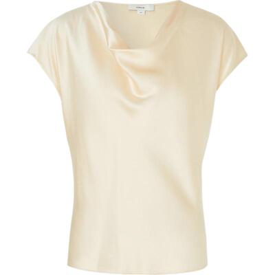 VINCE春夏女士休闲荡领香槟色真丝衫