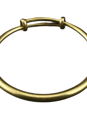 复古实心黄铜素圈手镯女简约光面
