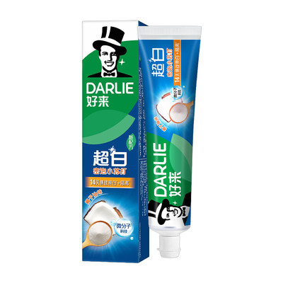 DARLIE好来原黑人超白茶倍健牙膏密泡小苏打牙膏椰子油家庭装140g