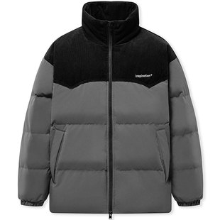 森马羽绒服男2025冬季新款拼接灯芯绒外套青少年宽松加厚上衣绣花
