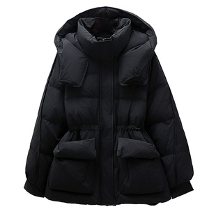 中款羽绒服女小个子遮屁股冬季新款中长款加厚宽松收腰外套红色